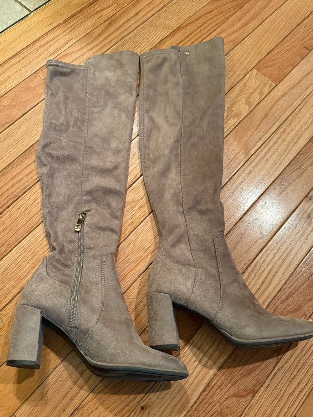 Liz Claiborne Taupe Over-the-Knee Suede Block Heel Boots Size 6